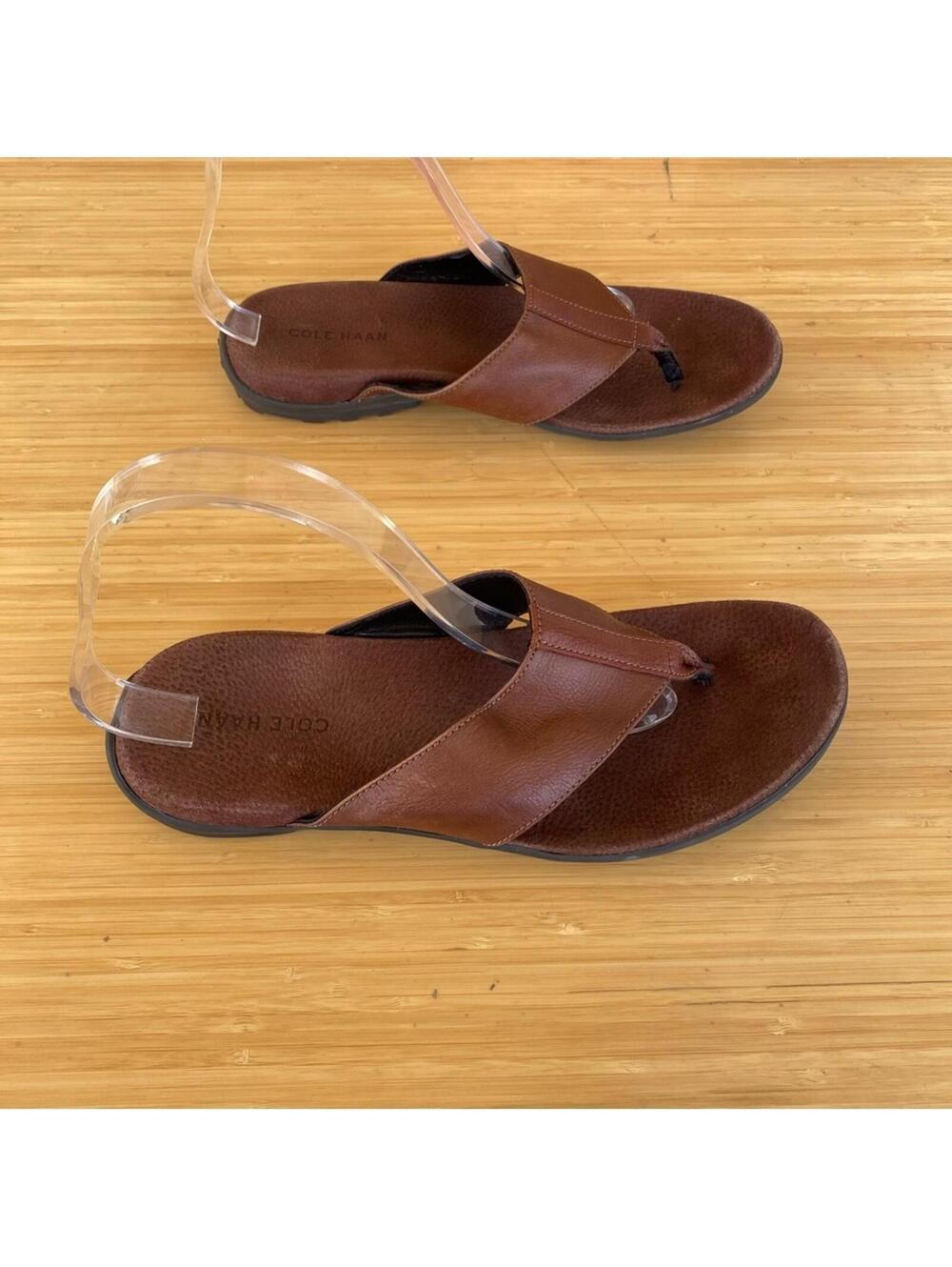 Cole Haan Men's Leather Upper Brown Flip Flop Sandals Size 9.5
